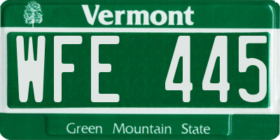 VT license plate WFE445