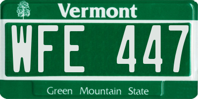 VT license plate WFE447