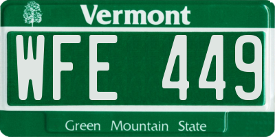 VT license plate WFE449