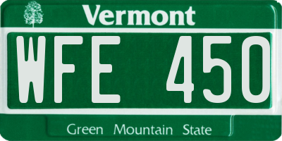 VT license plate WFE450