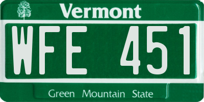 VT license plate WFE451