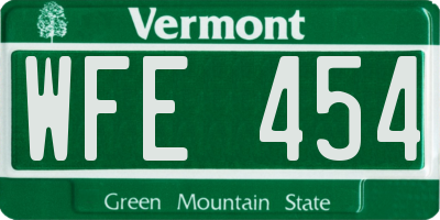 VT license plate WFE454