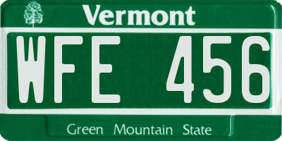 VT license plate WFE456