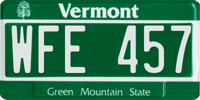 VT license plate WFE457