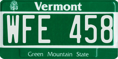 VT license plate WFE458