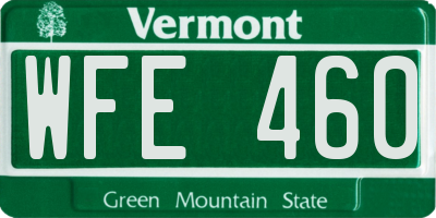VT license plate WFE460