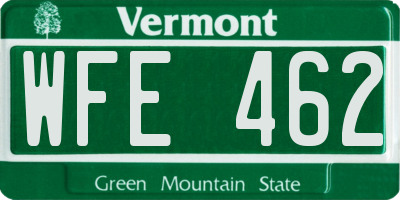 VT license plate WFE462