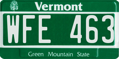 VT license plate WFE463
