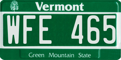 VT license plate WFE465