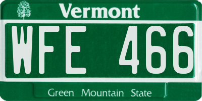 VT license plate WFE466