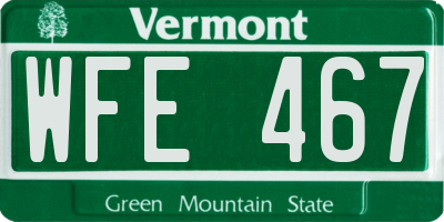 VT license plate WFE467