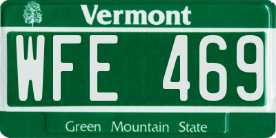 VT license plate WFE469
