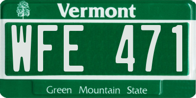 VT license plate WFE471