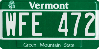 VT license plate WFE472