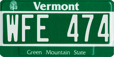 VT license plate WFE474