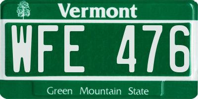 VT license plate WFE476