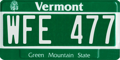 VT license plate WFE477