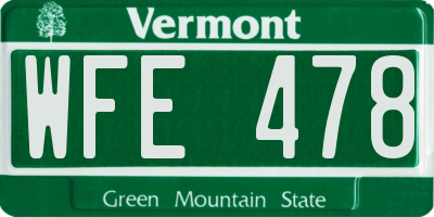 VT license plate WFE478