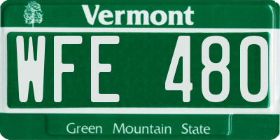 VT license plate WFE480