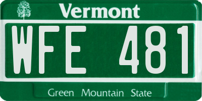 VT license plate WFE481