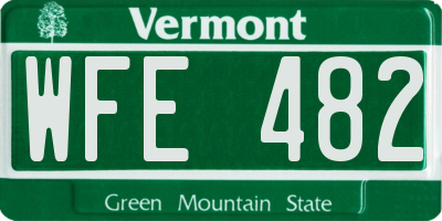 VT license plate WFE482