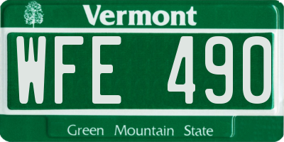 VT license plate WFE490