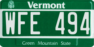 VT license plate WFE494