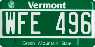 VT license plate WFE496