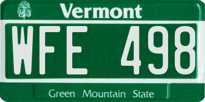 VT license plate WFE498