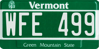 VT license plate WFE499