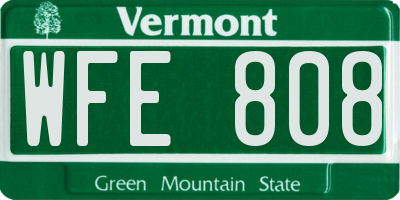 VT license plate WFE808