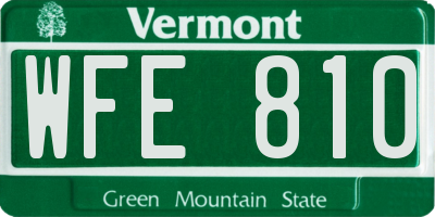 VT license plate WFE810