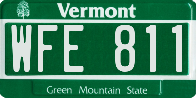 VT license plate WFE811