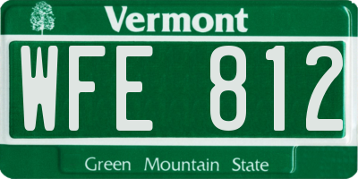VT license plate WFE812