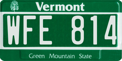 VT license plate WFE814