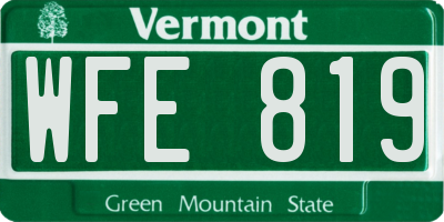 VT license plate WFE819