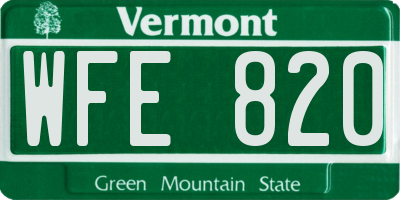 VT license plate WFE820
