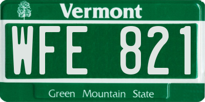 VT license plate WFE821