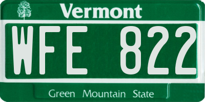 VT license plate WFE822