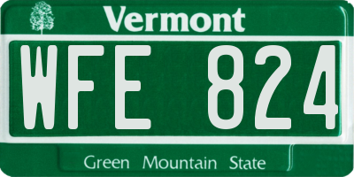 VT license plate WFE824