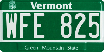 VT license plate WFE825