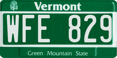 VT license plate WFE829