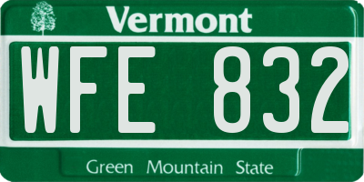 VT license plate WFE832