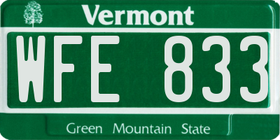 VT license plate WFE833
