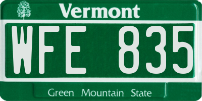 VT license plate WFE835
