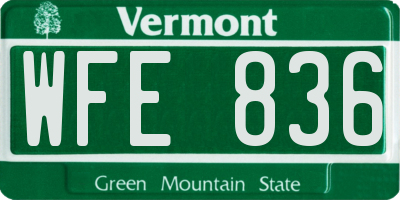 VT license plate WFE836