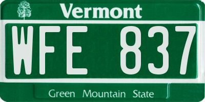 VT license plate WFE837