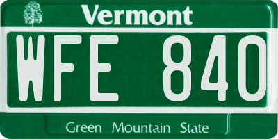 VT license plate WFE840