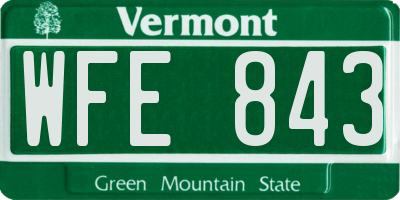 VT license plate WFE843