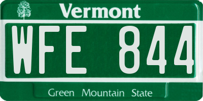 VT license plate WFE844